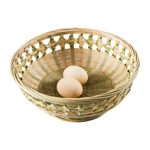 竹编水果盘客厅零食糖果干果篮手工点心篮馒头筐馍筐厨房装鸡蛋篮