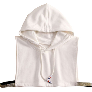 纯棉简约连帽卫衣假领子女内搭帽子领假帽领秋冬毛衣装饰衣领带帽