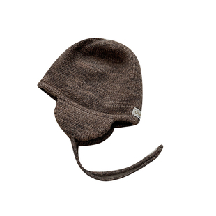 韩国ins同款儿童护耳帽纯色系带毛线帽秋冬季薄款针织帽子雷锋帽