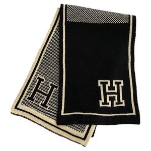 H字母针织毛线围巾女高级感