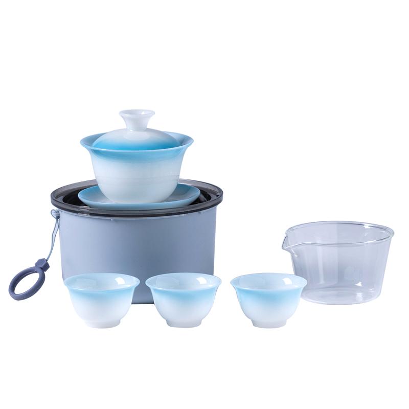 盛艺窑璞玉瓷便携旅行茶具