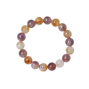 工厂处理天然紫水晶搭配黄塔晶圆珠紫黄色水晶手链 女款水晶饰品