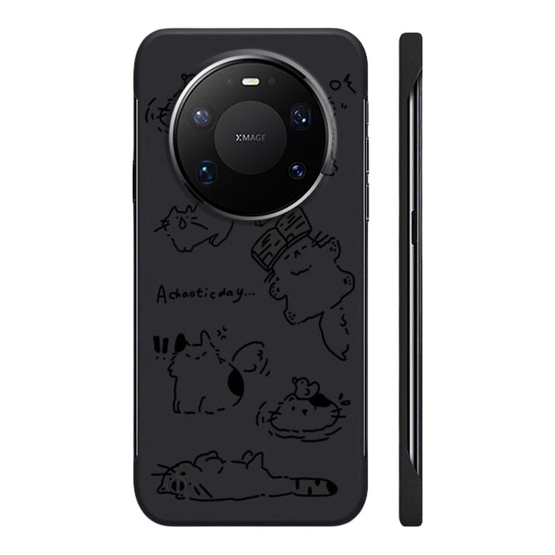适用于华为MATE80PRO手机壳线条猫咪可爱70PRO+超薄MATE60无边框50RS不顶膜Pura90新款70半包60p防摔硬壳