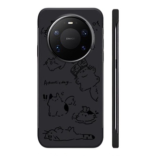 适用于华为MATE80PRO手机壳线条猫咪可爱70PRO+超薄MATE60无边框50RS不顶膜Pura90新款70半包60p防摔硬壳