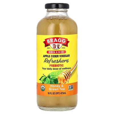 香港直邮BRAGG布拉格有机苹果醋提神剂健康益生元蜂蜜和绿茶473ml