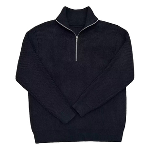 Vintage复古重磅半高领拉链毛衣秋冬男款针织衫从海底出击U艇毛衣