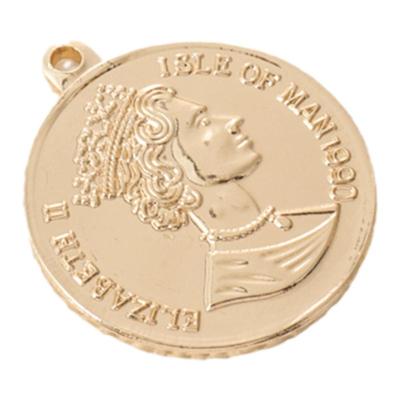 diy包金人像钱币圆形项链吊坠