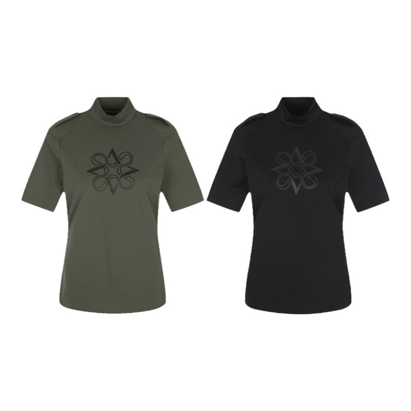 夏季StANDREWS高尔夫球服新品女款半高领短袖运动高弹修身时尚T恤