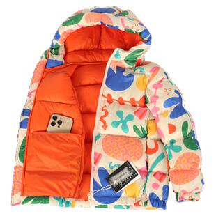 浪漫甜心羽绒服女童新国标90白鸭绒羽绒棉袄短款面包服印花棉衣冬