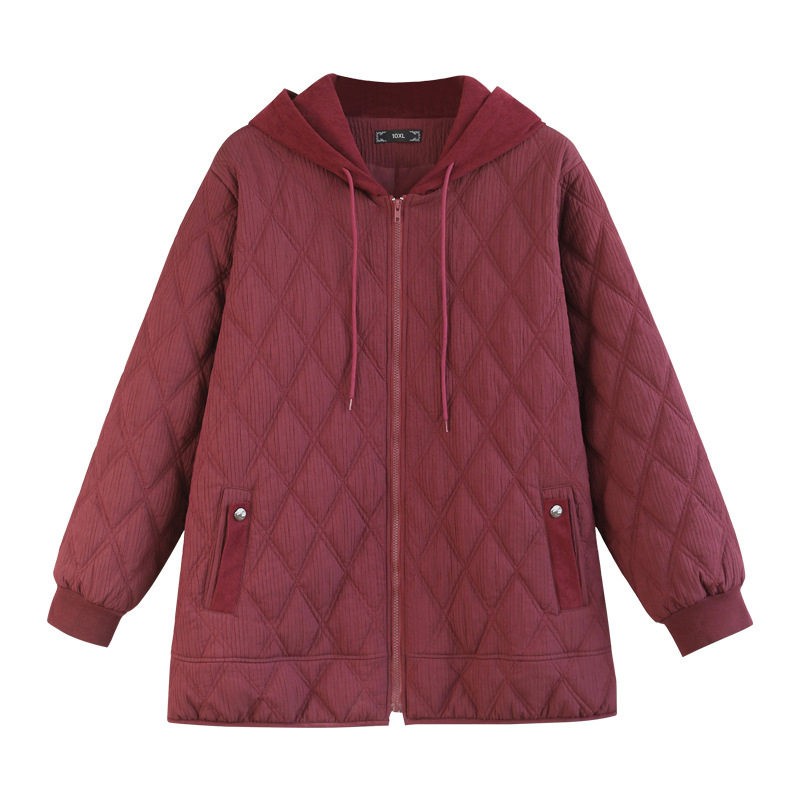 特大码中长款棉服连帽外套女冬