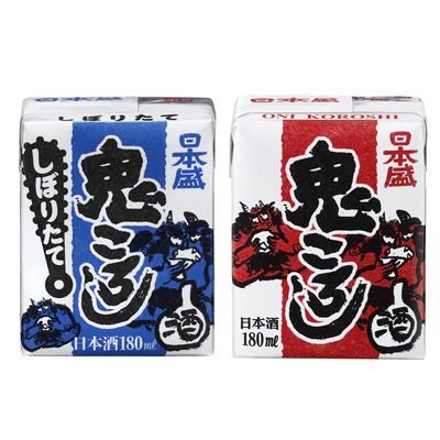 【天猫U先】日本盛鬼醉砖型清酒红蓝CP初榨酒烧酒辛口纸盒180ml