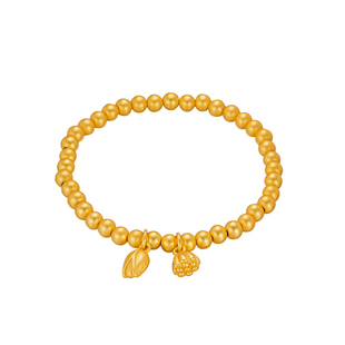 正品保障古法两世欢手链金包银999莲蓬手串素圈镯子24k专柜同款女