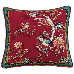 范居态度锦翠朱华抱枕中式复古红色氛围感沙发客厅靠枕靠垫高级感