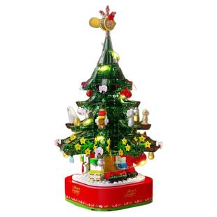 森宝圣诞树积木八音盒音乐礼盒套装创意手工伴手礼摆件圣诞节礼物