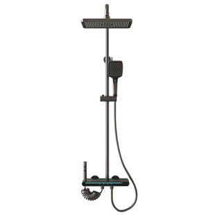 恒温淋浴花洒套装全铜浴室洗澡增压喷头枪灰色钢琴按键沐浴淋雨器