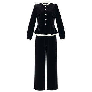 歌莉娅丝绒套装女秋季一整套高级感穿搭重要场合两件套1CNLAC850