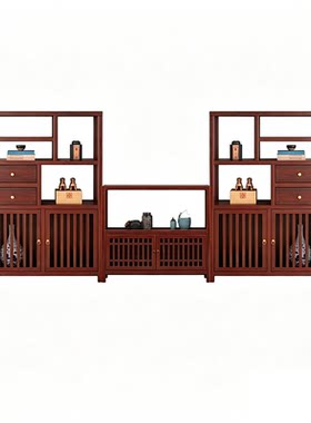 新中式实木博古架茶具收纳置物架