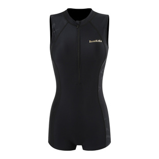 2025新款连体平角无袖半拉链保守运动风游泳衣大码微胖mm专业竞速