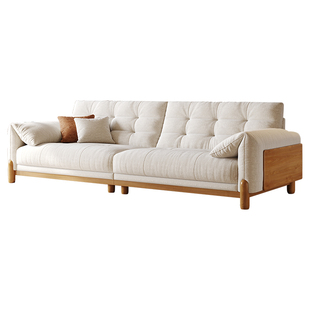 拉芙菲原木风大象耳朵布艺沙发可拆洗小户型客厅实木雪尼尔沙发