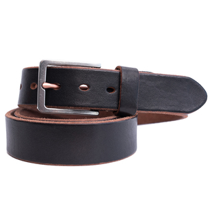 山岩 意大利5mm厚度植鞣牛皮水洗皮带不锈钢扣头配铜针男士腰带