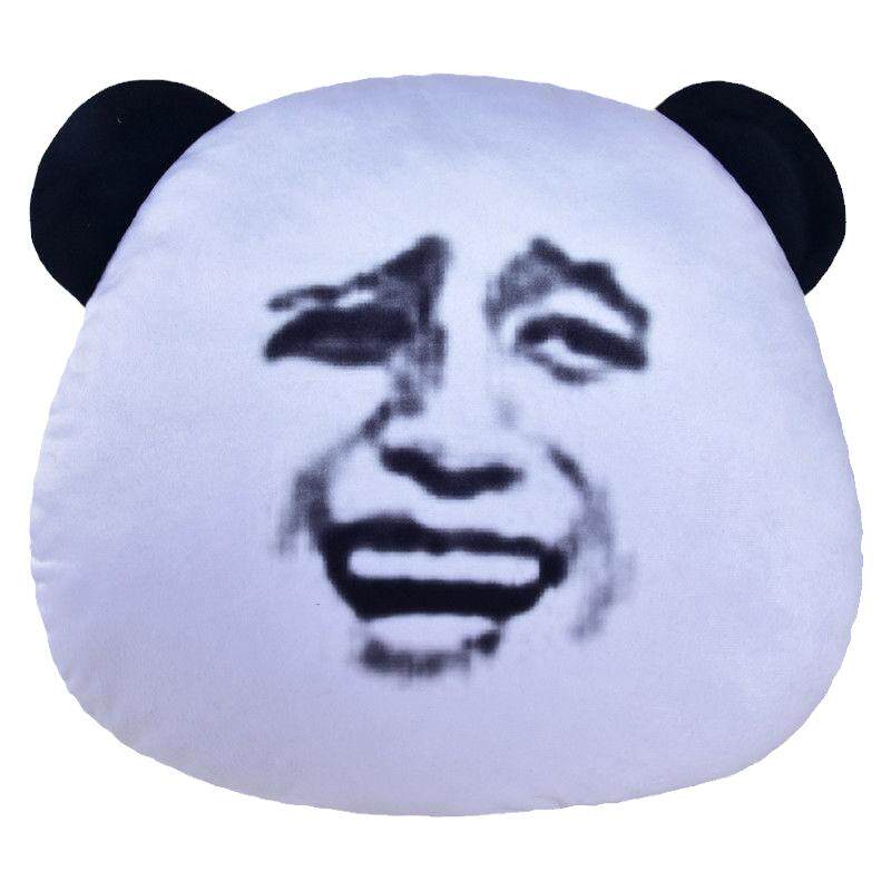 头套搞笑表情包张学友金馆长搞怪毛绒玩具熊猫暖手滑稽抱枕靠垫