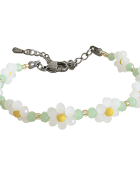 sanni珍宝盒 清新自然 春日少女感可爱小雏菊花朵手链 手工自制