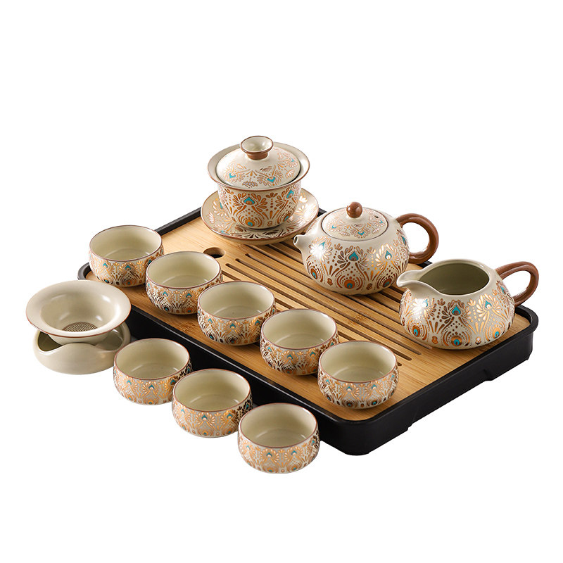 汝窑2026新款功夫茶具套装家用轻奢高档泡茶壶茶杯干泡盘喝茶整套