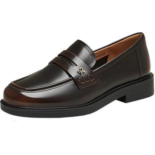 天美意平底学院英伦常青藤乐福鞋女复古单鞋休闲小皮鞋春季新款