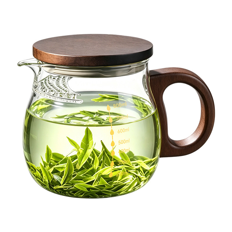 玻璃公道杯茶漏一体滤网月牙杯壶