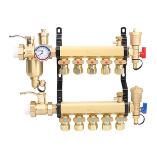 恒杰正品全铜加厚大流量地暖分水器地热分水器全套