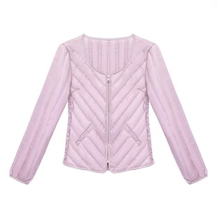 羽绒服女士保暖内胆秋冬季内穿圆领轻薄打底白鸭绒修身短款小棉袄