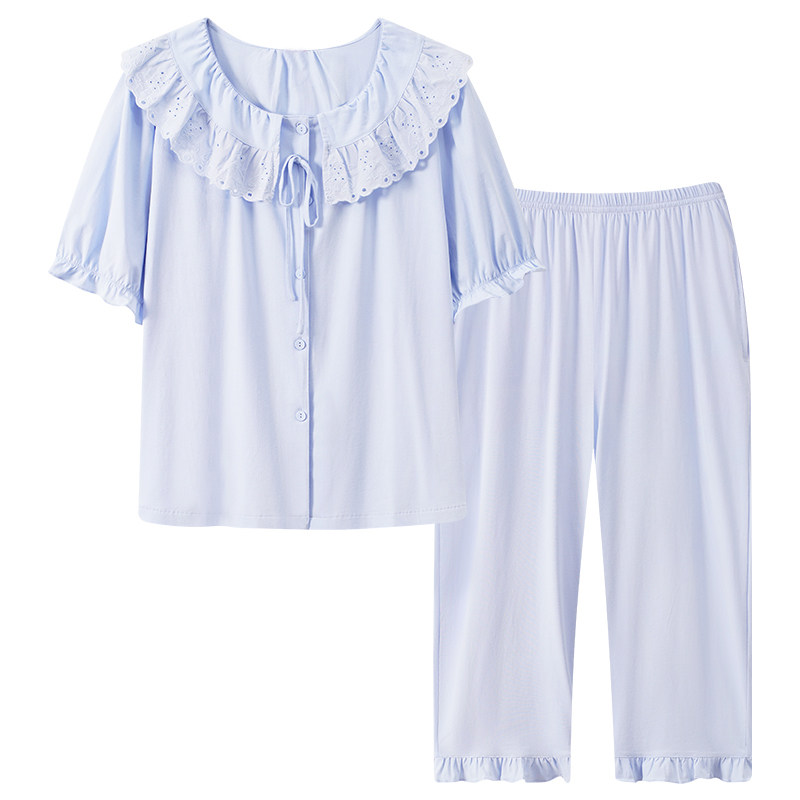 康汝雅夏季纯棉短袖七分裤家居服