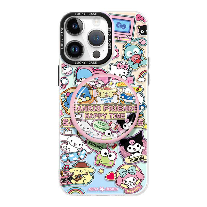 粉猫咪贴纸适用iPhone17Promax手机壳磁吸支架苹果16Pro保护套13网红创意14plus全包12防摔女ip15新款可爱
