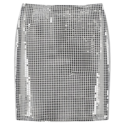 Solid color slim fit mesh sequin short skirt修身网格亮片短裙