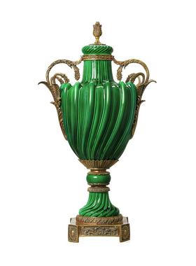 蒂高美居绿色陶瓷盖坛花瓶果盘欧式将军罐客厅家居储物玄关摆件