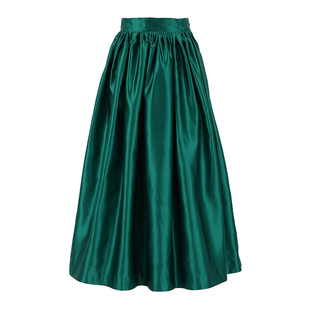 Women Skirt欧美女士奢华风半身裙宽松优雅长裙纯色休闲裙子