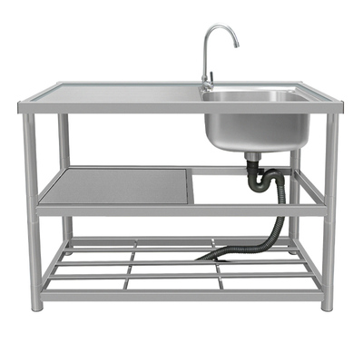 厨房单槽洗菜洗碗洗手盆台面一体不锈钢水槽带支架洗衣槽水池家用