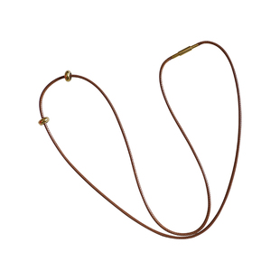 洪菁手作 1.5皮蜡绳螺纹扣锁骨链玉石黄金吊坠绳项链绳男女通用款