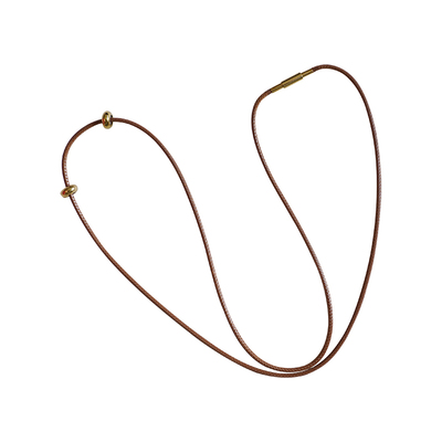 洪菁手作 1.5皮蜡绳螺纹扣锁骨链玉石黄金吊坠绳项链绳男女通用款