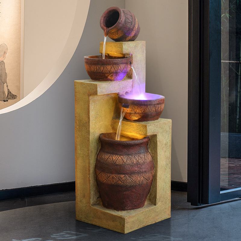 欧式流水喷泉客厅阳台室内盆景庭院花园装饰景观招财落地摆件