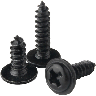 十字圆头带垫自攻螺丝钉黑PWA盘头介子尖尾螺钉M1.4/M1.7/M2-M2.3