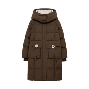 MESUX米岫25冬量感暖核功能型防风高领连帽长款羽绒服MNWSL302