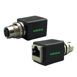 M12转RJ45以太网延长接头母头四针八针D编码公头连接器航空插头