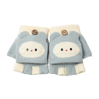 儿童手套冬季宝宝翻盖写字半指套