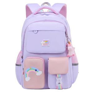新款彩虹可爱女童小学生书包防盗