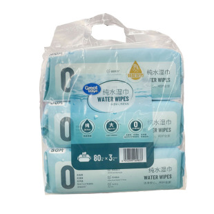 沃尔玛代购惠宜纯水湿巾80片抽取式家用大尺寸无酒精亲肤清洁擦桌