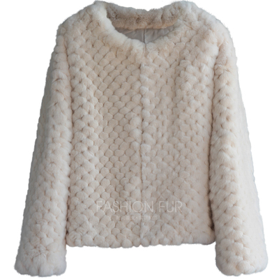 皮毛一体獭兔毛皮皮草外套蜂窝拼