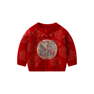 男童冬装拜冬套装宝宝毛衣周岁礼服婴儿红色喜庆新年过年衣服