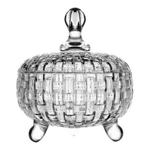 欧式编织水晶玻璃糖罐干果糖果罐带盖家用客厅收纳盒储物罐子糖缸