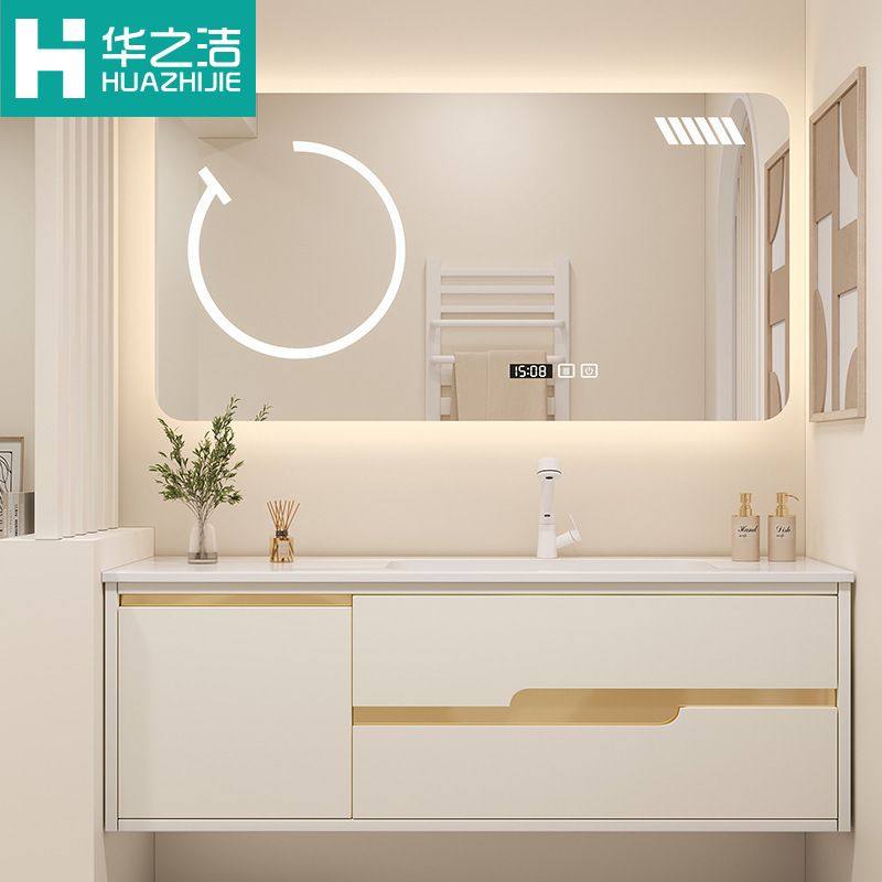 现代简约可丽耐一体盆浴室柜橡木烤漆洗漱台陶瓷一体盆智能卫浴柜,家装主材,浴室柜,淘宝优惠券,粉丝福利购,淘宝优惠卷